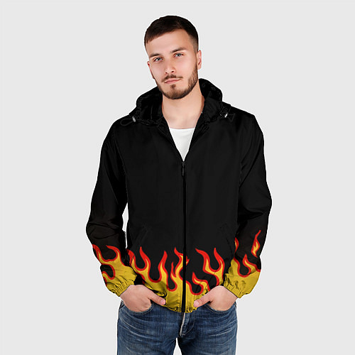 Мужская ветровка Горящее пламя / 3D-Черный – фото 3