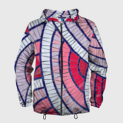 Ветровка с капюшоном мужская Абстрактная белая-фиолетовая-красная текстура, цвет: 3D-черный