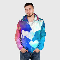 Ветровка с капюшоном мужская Dreamy Hearts Multicolor, цвет: 3D-белый — фото 2