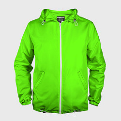 Ветровка с капюшоном мужская Кислотный зеленый, цвет: 3D-белый