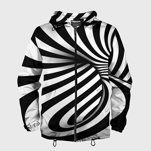 Мужская ветровка Оптические иллюзии зебра / 3D-Черный – фото 1