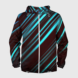 Ветровка с капюшоном мужская Stripes line neon color, цвет: 3D-белый