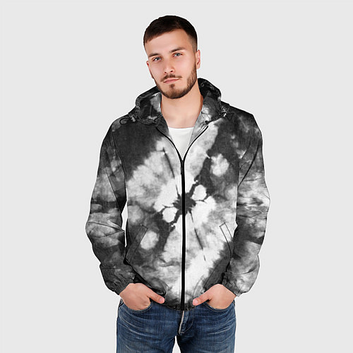 Мужская ветровка Черно-белый тай-дай / 3D-Черный – фото 3