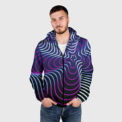 Ветровка с капюшоном мужская Динамичная неоновая спираль, цвет: 3D-черный — фото 2