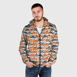 Ветровка с капюшоном мужская Dog pattern, цвет: 3D-черный — фото 2