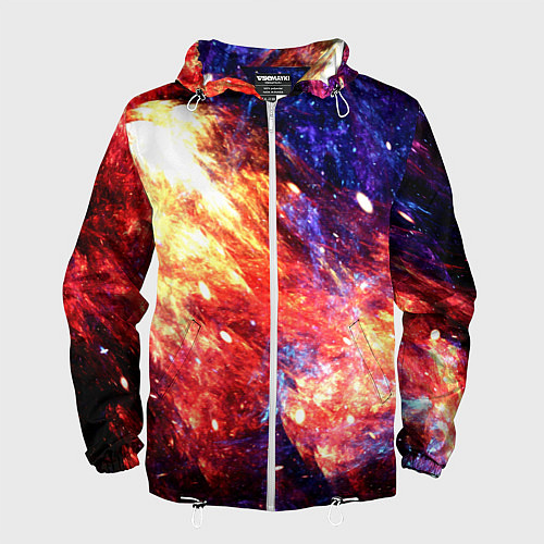 Мужская ветровка Космическое сияние ночь / 3D-Белый – фото 1