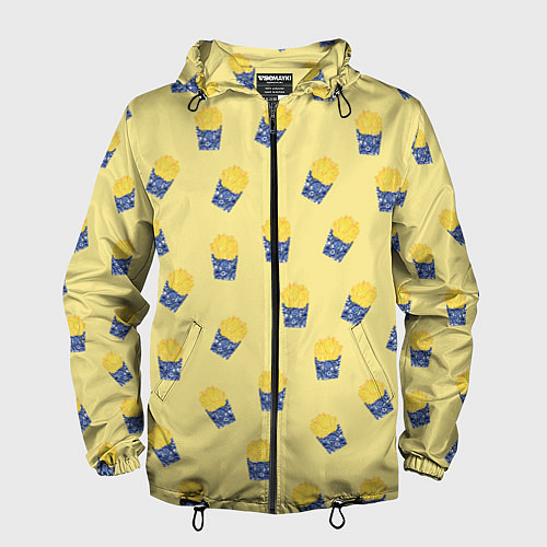 Мужская ветровка Картофель фри - паттерн: желтый / 3D-Черный – фото 1