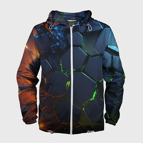 Мужская ветровка Взрыв плит / 3D-Белый – фото 1