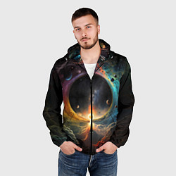Ветровка с капюшоном мужская Твоя вселенная, цвет: 3D-черный — фото 2