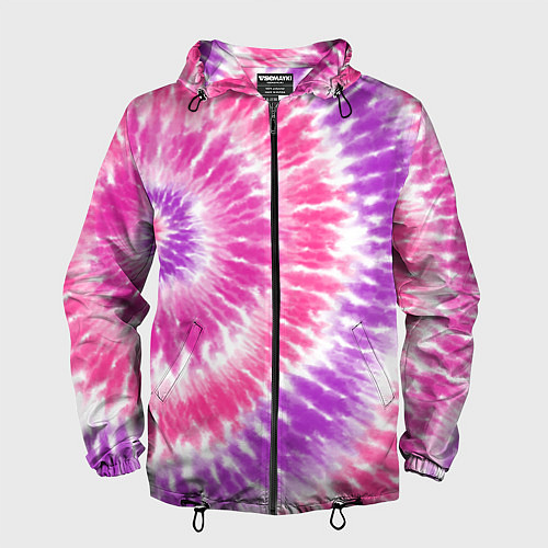 Мужская ветровка Тай-дай розовый с фиолетовым / 3D-Черный – фото 1