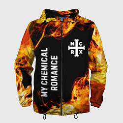Ветровка с капюшоном мужская My Chemical Romance и пылающий огонь, цвет: 3D-черный