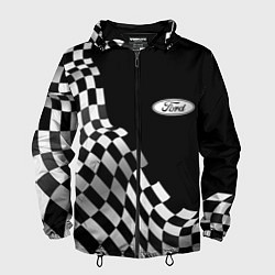 Ветровка с капюшоном мужская Ford racing flag, цвет: 3D-черный