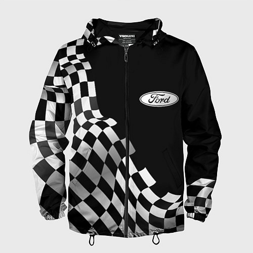 Мужская ветровка Ford racing flag / 3D-Черный – фото 1