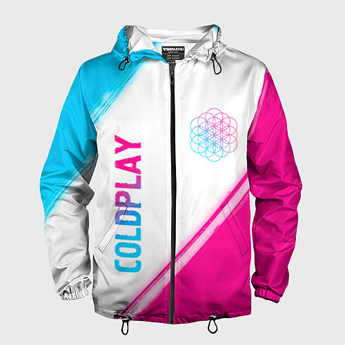 Мужская ветровка Coldplay neon gradient style: надпись, символ / 3D-Черный – фото 1