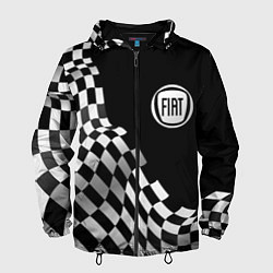 Ветровка с капюшоном мужская Fiat racing flag, цвет: 3D-черный