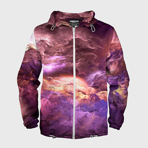 Мужская ветровка Фиолетовое облако / 3D-Белый – фото 1