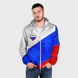 Ветровка с капюшоном мужская Сердечко - Россия, цвет: 3D-белый — фото 2
