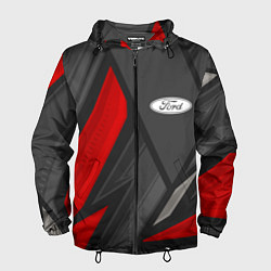 Ветровка с капюшоном мужская Ford sports racing, цвет: 3D-черный