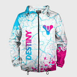 Ветровка с капюшоном мужская Destiny neon gradient style: надпись, символ, цвет: 3D-черный