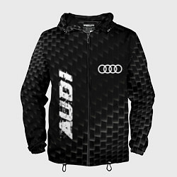 Ветровка с капюшоном мужская Audi карбоновый фон, цвет: 3D-черный