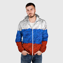 Ветровка с капюшоном мужская Флаг Российской Федерации из цветов, цвет: 3D-белый — фото 2
