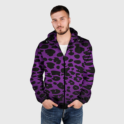 Мужская ветровка Фиолетовый леопард / 3D-Черный – фото 3
