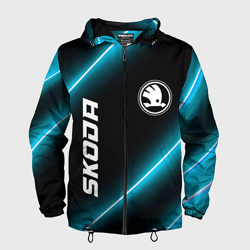Мужская ветровка Skoda неоновые лампы / 3D-Черный – фото 1