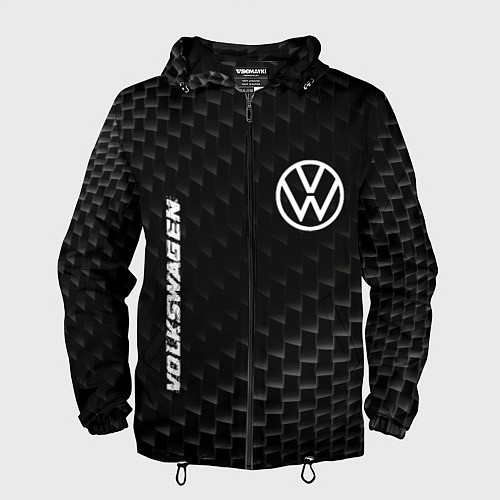Мужская ветровка Volkswagen карбоновый фон / 3D-Черный – фото 1
