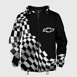 Ветровка с капюшоном мужская Chevrolet racing flag, цвет: 3D-черный