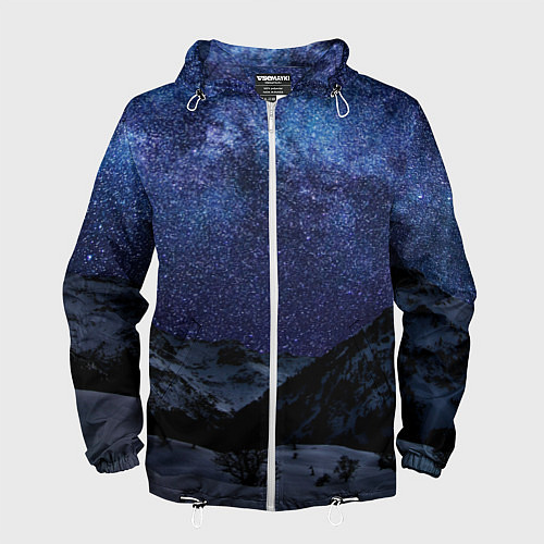 Мужская ветровка Снежные горы и космос / 3D-Белый – фото 1