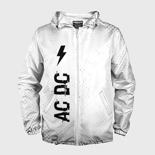 Мужская ветровка AC DC glitch на светлом фоне: по-вертикали / 3D-Белый – фото 1