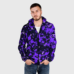 Ветровка с капюшоном мужская Пятнистый фиолетовый, цвет: 3D-черный — фото 2