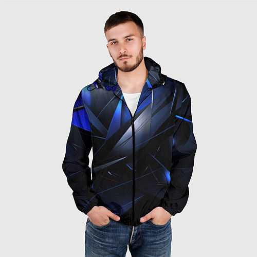 Мужская ветровка Blue black background / 3D-Черный – фото 3
