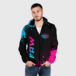 Ветровка с капюшоном мужская FAW - neon gradient: надпись, символ, цвет: 3D-черный — фото 2