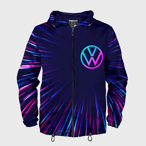 Мужская ветровка Volkswagen neon speed lines / 3D-Черный – фото 1