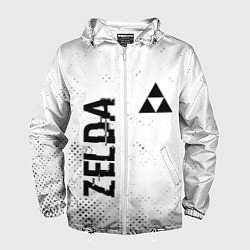 Ветровка с капюшоном мужская Zelda glitch на светлом фоне: надпись, символ, цвет: 3D-белый