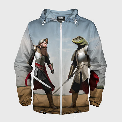 Мужская ветровка Древний Рус против Ящера / 3D-Белый – фото 1