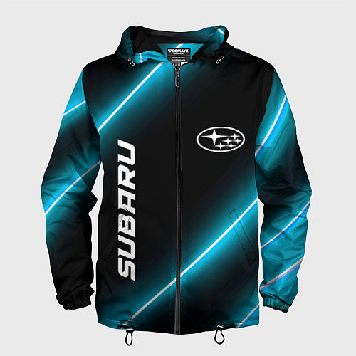 Мужская ветровка Subaru неоновые лампы / 3D-Черный – фото 1
