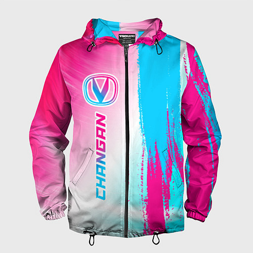 Мужская ветровка Changan neon gradient style: по-вертикали / 3D-Черный – фото 1