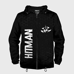 Мужская ветровка Hitman glitch на темном фоне: надпись, символ