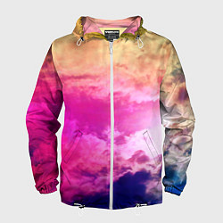 Ветровка с капюшоном мужская Разноцветное небо, цвет: 3D-белый