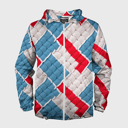 Мужская ветровка Текстура амигуруми / 3D-Белый – фото 1