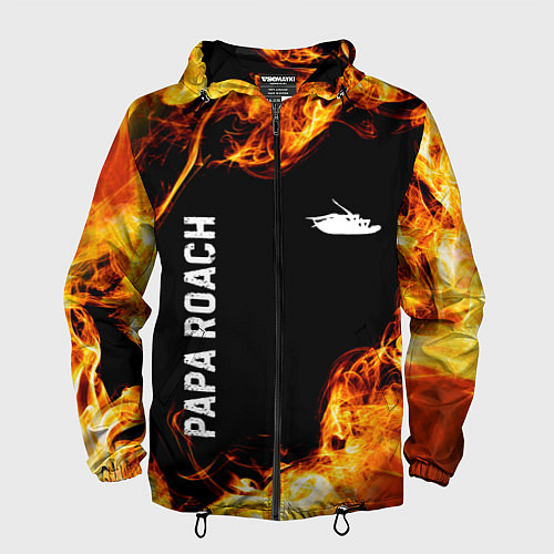Мужская ветровка Papa Roach и пылающий огонь / 3D-Черный – фото 1