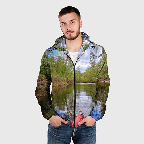 Мужская ветровка Красная байдарка / 3D-Черный – фото 3