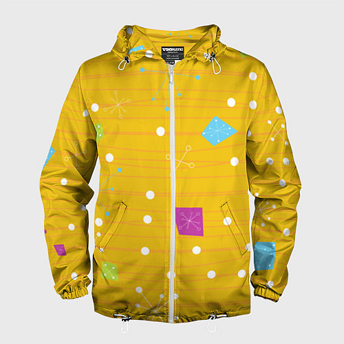 Мужская ветровка Yellow abstraction / 3D-Белый – фото 1