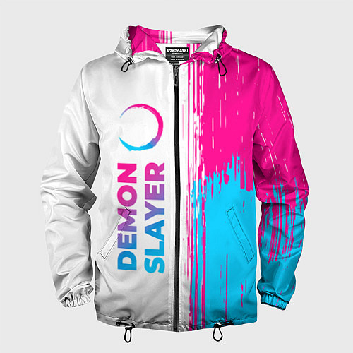 Мужская ветровка Demon Slayer neon gradient style: по-вертикали / 3D-Черный – фото 1