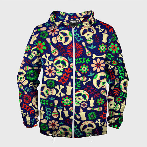 Мужская ветровка Мексиканский карнавал - Carnaval Mexicano / 3D-Белый – фото 1