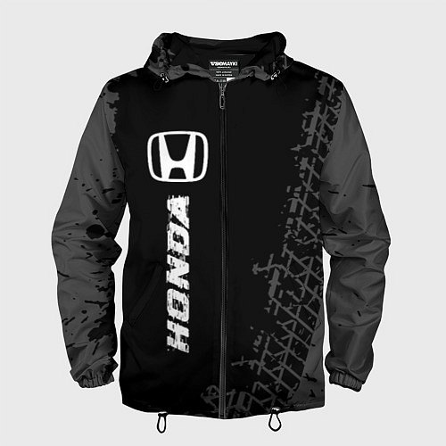 Мужская ветровка Honda speed на темном фоне со следами шин: по-верт / 3D-Черный – фото 1