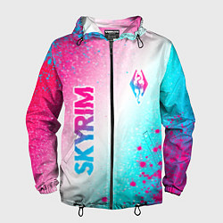 Мужская ветровка Skyrim neon gradient style: надпись, символ