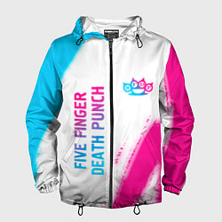 Ветровка с капюшоном мужская Five Finger Death Punch neon gradient style: надпи, цвет: 3D-черный